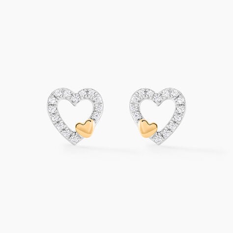Boucles D'oreilles Puces Sorya Or Jaune Argent Blanc - Puces Femme | Marc Orian