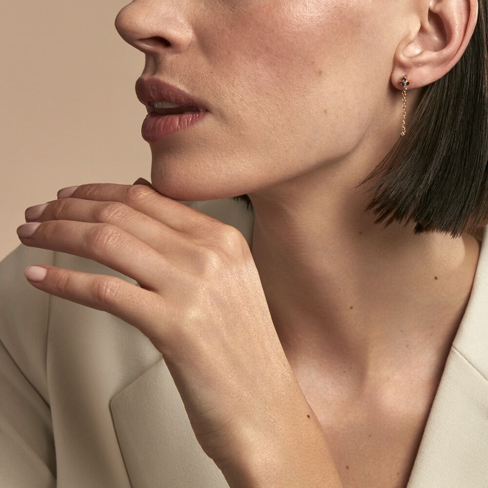 Boucles D'oreilles Pendantes Erma Plaqué Or Doré Oxyde De Zirconium - Pendantes Femme | Marc Orian