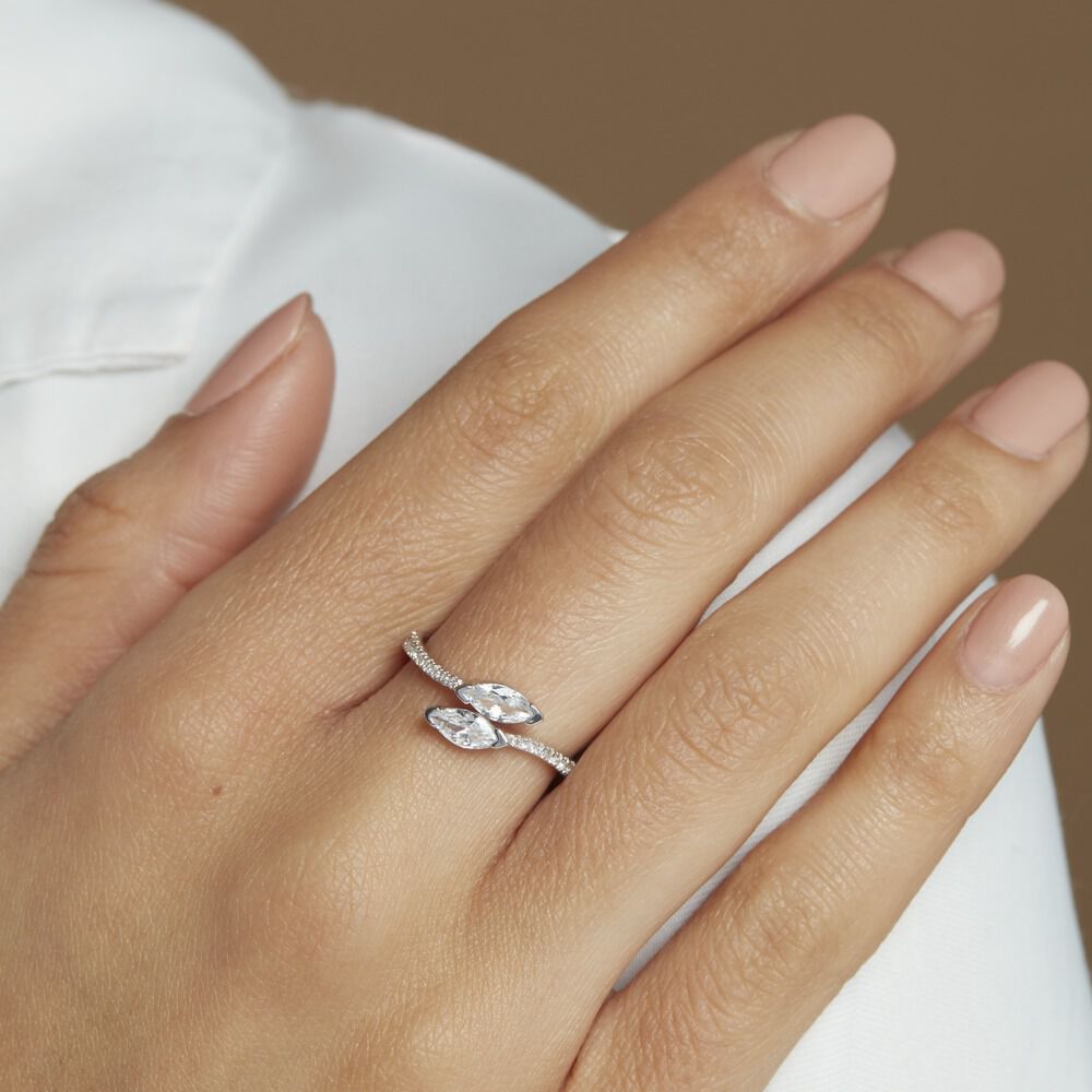 Bague Nevarte Argent Blanc Oxyde De Zirconium - Bagues avec pierre Femme | Marc Orian