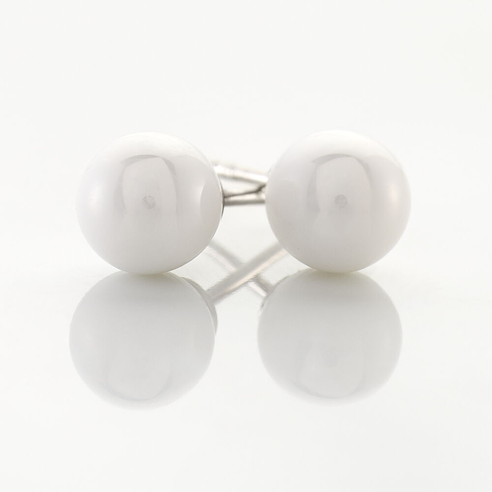 Boucles D'oreilles Puces Solene Argent Blanc C&eacute;ramique - Puces Femme | Marc Orian