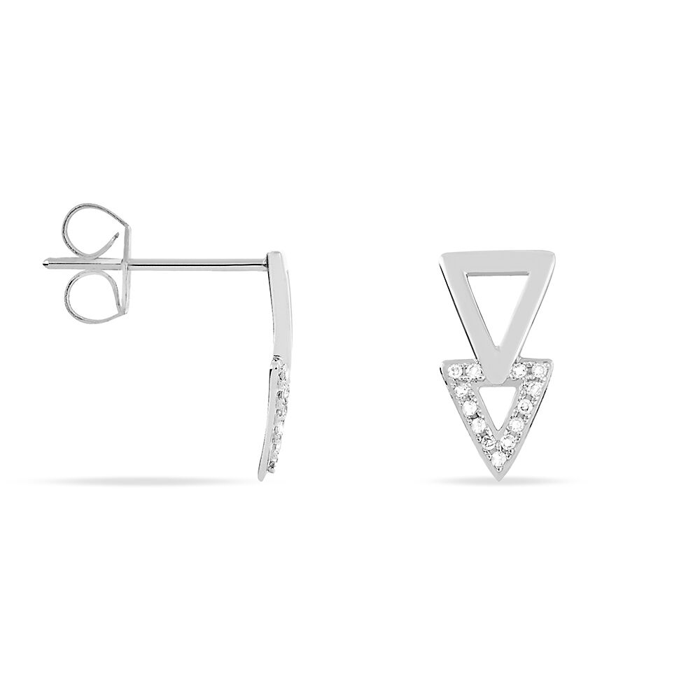 Boucles D'oreilles Puces Joy Or Blanc Diamant -  Femme | Marc Orian