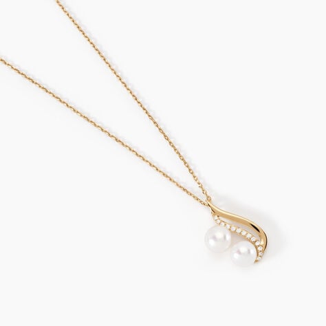 Collier Loeva Or Jaune Perle De Culture Et Oxyde De Zirconium - Colliers avec pierres Femme | Marc Orian