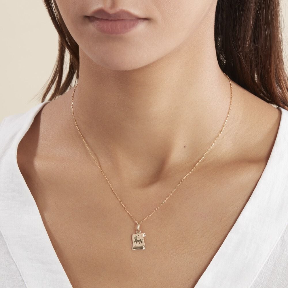 Pendentif Lamie Zodiaque Parchemin Or Jaune - Bijoux personnalisés Famille | Marc Orian