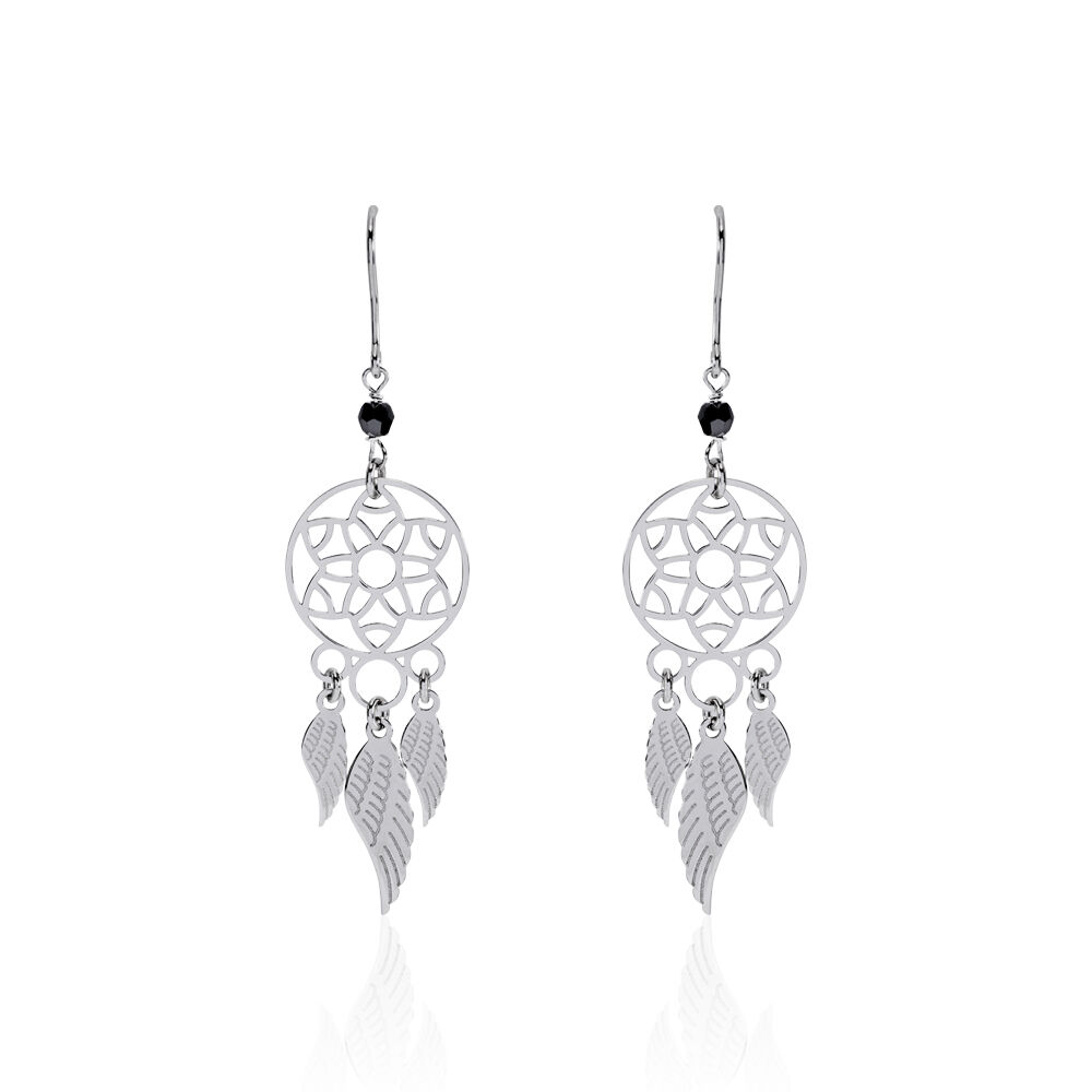 Boucles D'oreilles Pendantes Dream Catcher Argent Pierre De Synthese - Pendantes Femme | Marc Orian