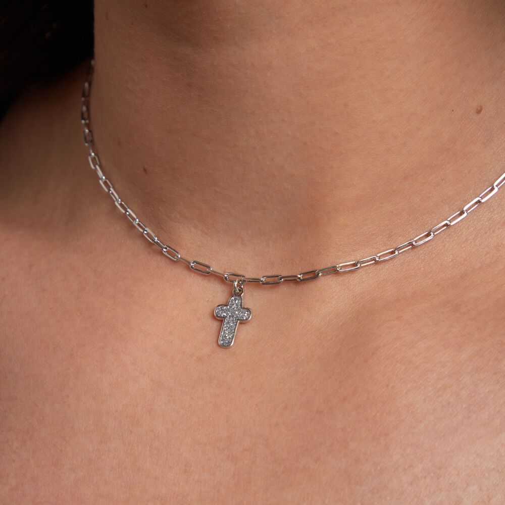 Collier Etincelante Argent Blanc - Colliers ras du cou Femme | Marc Orian