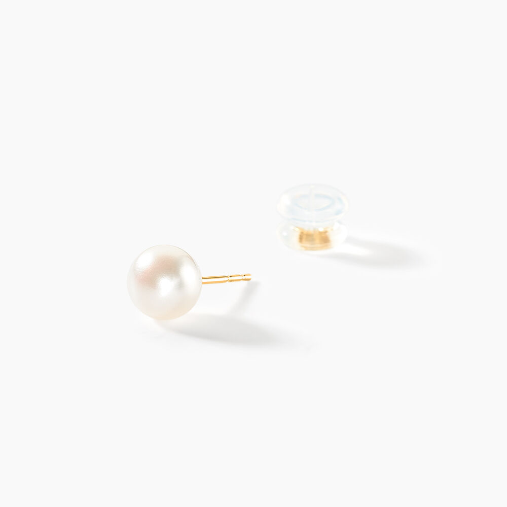 Boucles D'oreilles Puces Kesya Nacres Bouton Or Jaune Perle De Culture - Boucles d'oreilles mariage Femme | Marc Orian