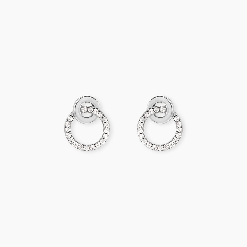 Boucles D'Oreilles Puces Fant Argent Blanc Oxyde De Zirconium - Puces Femme | Marc Orian