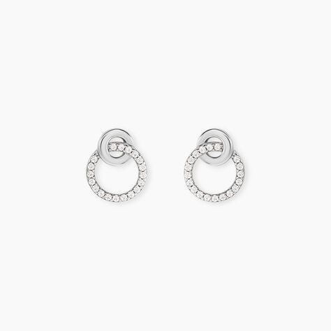Boucles D'Oreilles Puces Fant Argent Blanc Oxyde De Zirconium - Puces Femme | Marc Orian