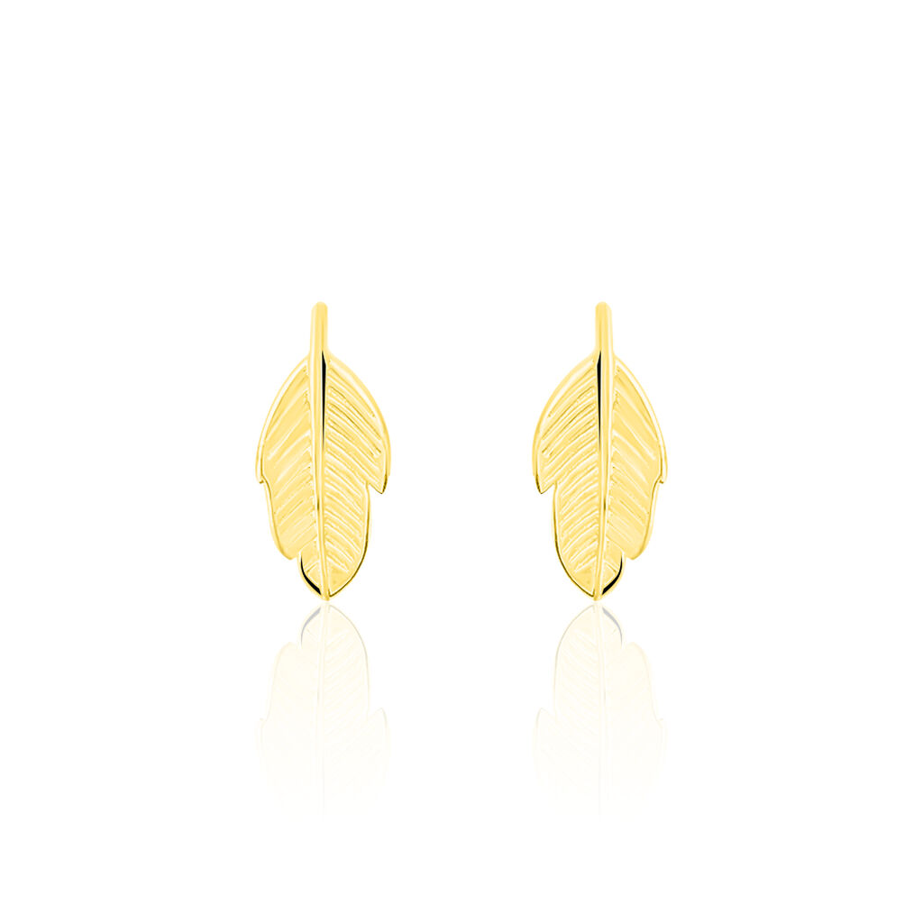 Boucles D'oreilles Puces Floria Feuilles Or Jaune - Puces Femme | Marc Orian