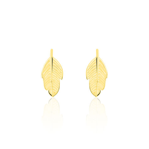 Boucles D'oreilles Puces Floria Feuilles Or Jaune - Puces Femme | Marc Orian