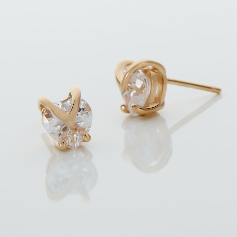 Boucles D'oreilles Puces Abelinia Plaqué Or Jaune Oxyde De Zirconium - Puces Femme | Marc Orian