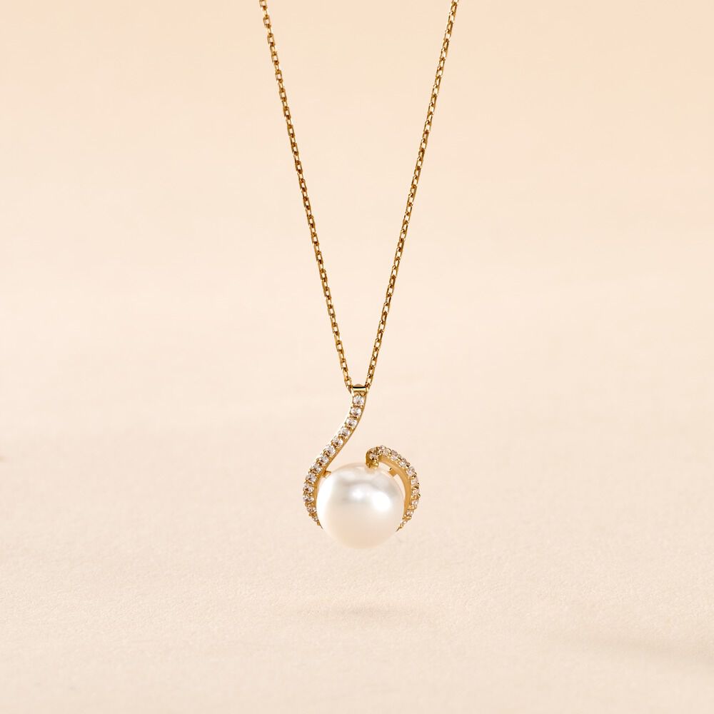 Collier Lucinda Or Jaune Perle De Culture Et Oxyde De Zirconium - Colliers avec pierres Femme | Marc Orian