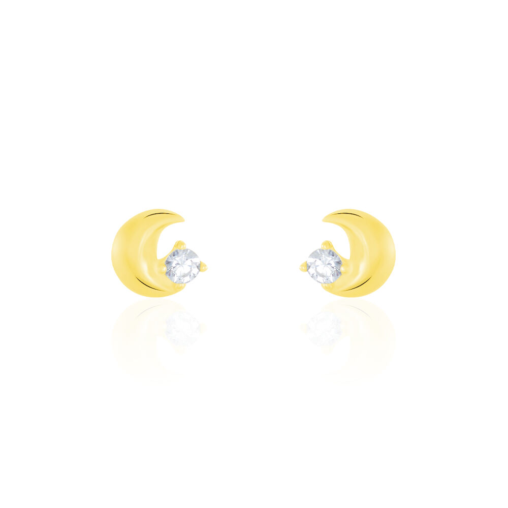 Boucles D'oreilles Puces Francoise-marie Lune Or Jaune Oxyde - Puces Femme | Marc Orian