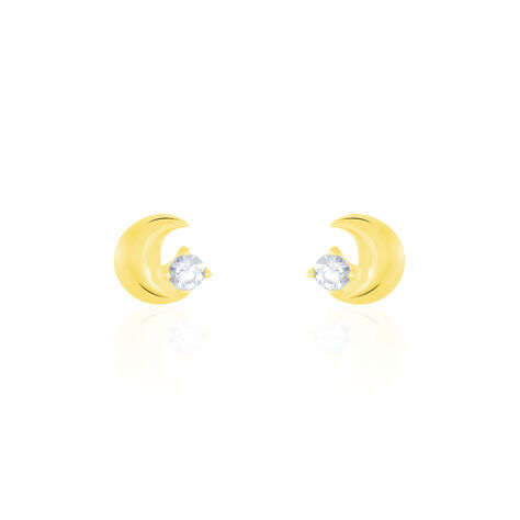 Boucles D'oreilles Puces Francoise-marie Lune Or Jaune Oxyde - Puces Femme | Marc Orian