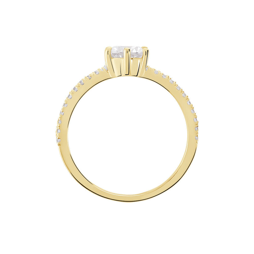 Bague Solitaire Plaqu&eacute; Or Jaune Melaina Oxyde De Zirconium - Bijoux fantaisie Femme | Marc Orian