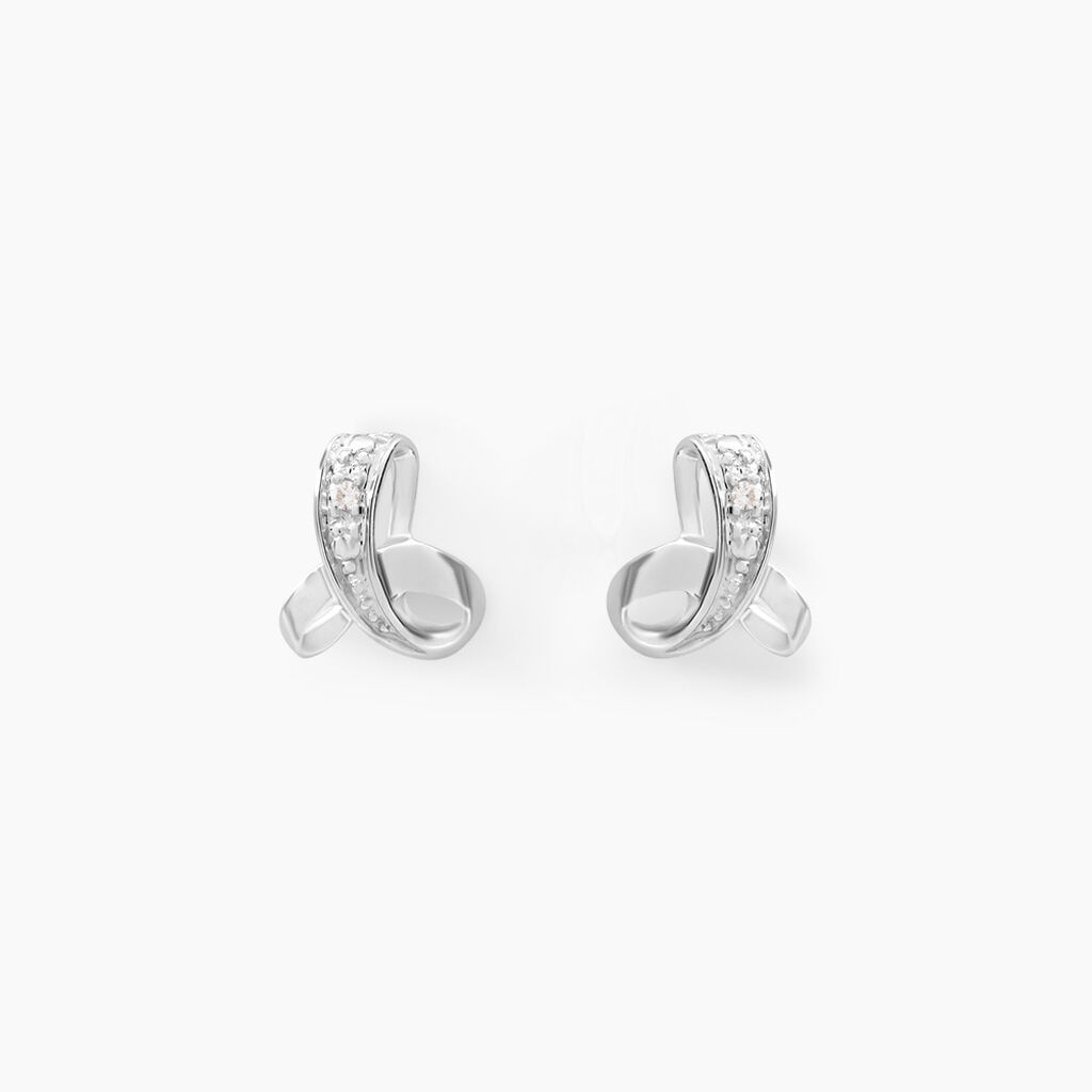 Boucles D'oreilles Puces Volute Or Blanc Diamant - Puces Femme | Marc Orian