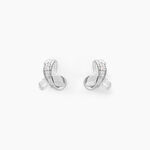 Boucles D'oreilles Puces Volute Or Blanc Diamant - Puces Femme | Marc Orian