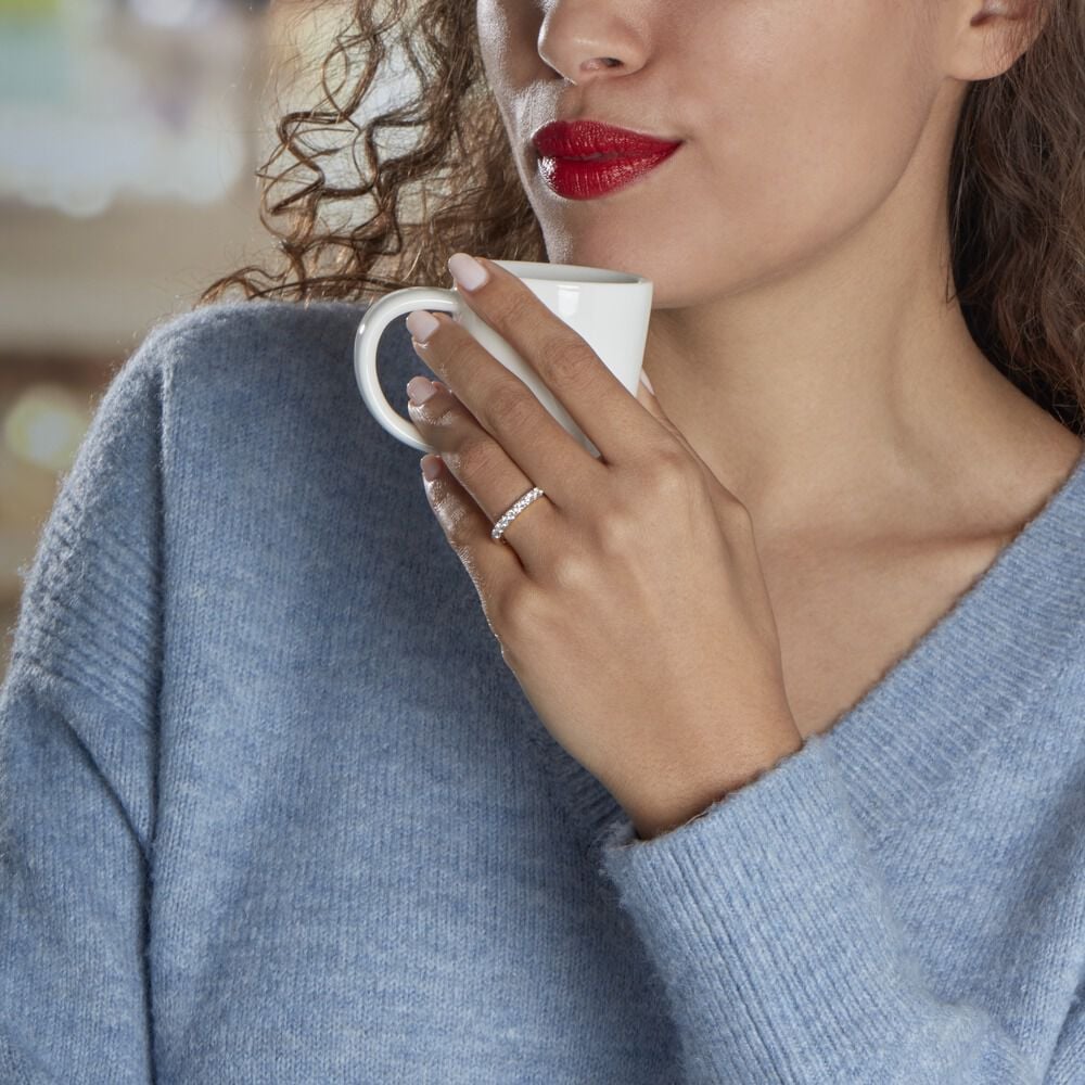Demi Alliance Pristina Or Jaune Diamant Synthétique - Alliances avec pierres Femme | Marc Orian