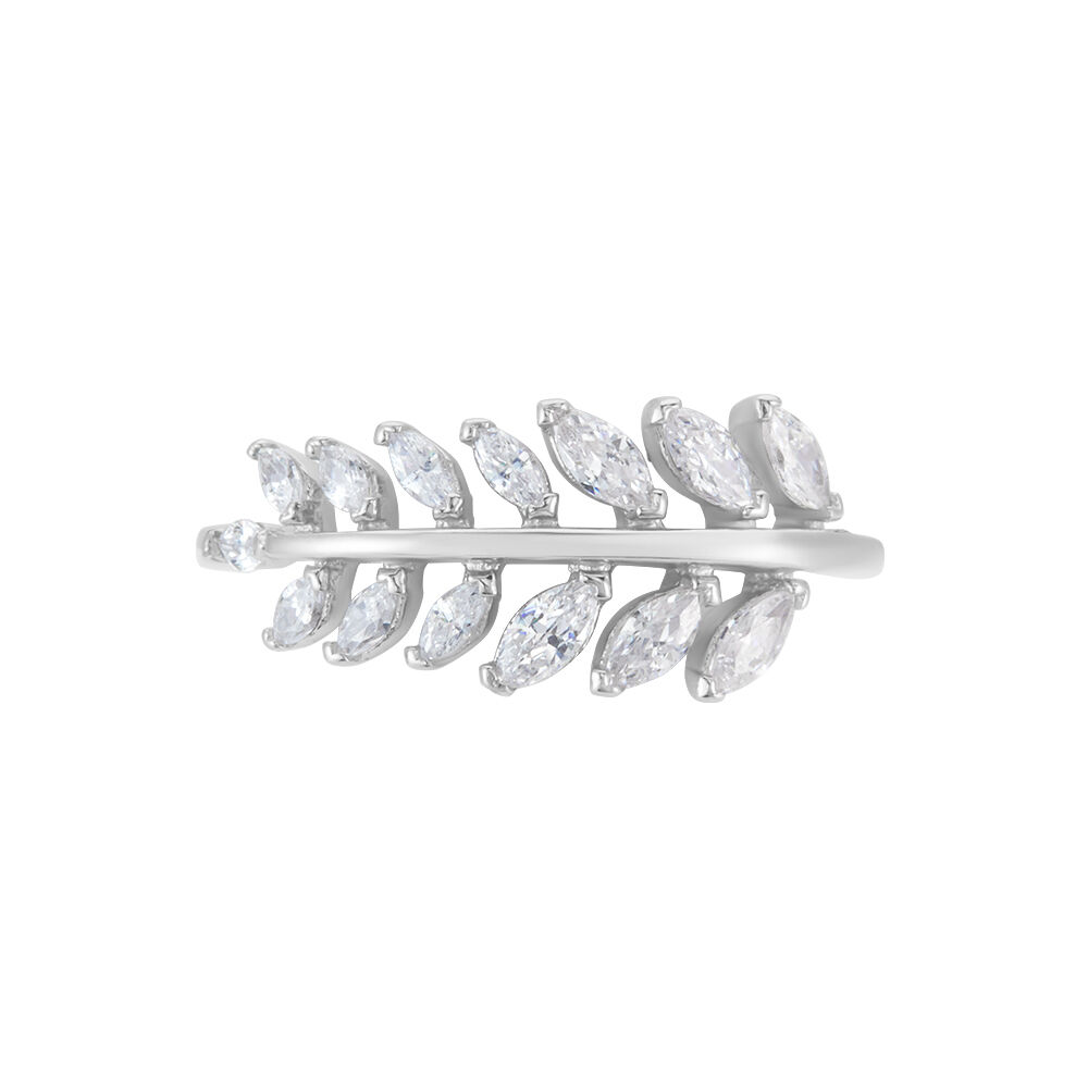 Bague Argent Blanc Cristobal Feuille Oxydes De Zirconium - Bagues avec pierre Femme | Marc Orian