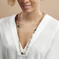 Collier Julyan Acier Doré Malachite - Sautoirs Femme | Marc Orian