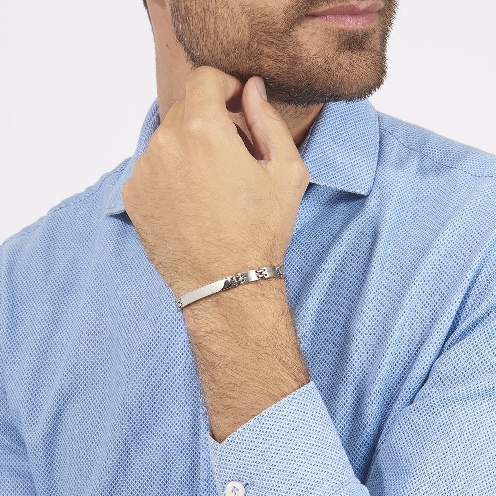 Bracelet Identité Isidore Acier Blanc - Gourmettes Homme | Marc Orian