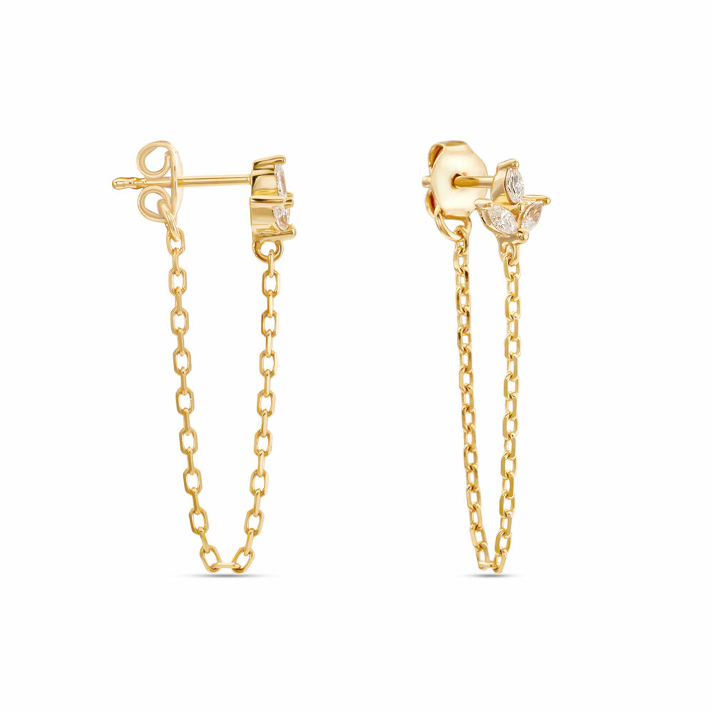 Boucles D'oreilles Pendantes Erma Plaqué Or Doré Oxyde De Zirconium - Pendantes Femme | Marc Orian
