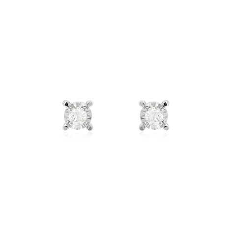 Boucles D'oreilles Puces Diamotion Or Blanc Diamant - Boucles d'oreilles pierres précieuses Femme | Marc Orian