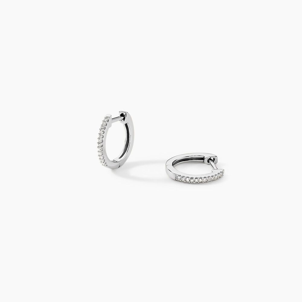 Créoles Aryanna Rondes Or Blanc Diamant - Créoles Femme | Marc Orian