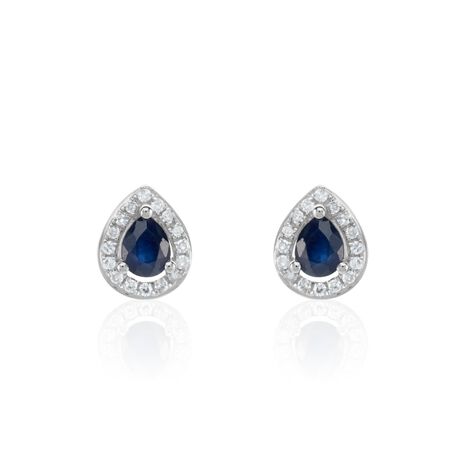Boucles D'oreilles Puces Or Blanc Elheme Saphir - Puces Femme | Marc Orian