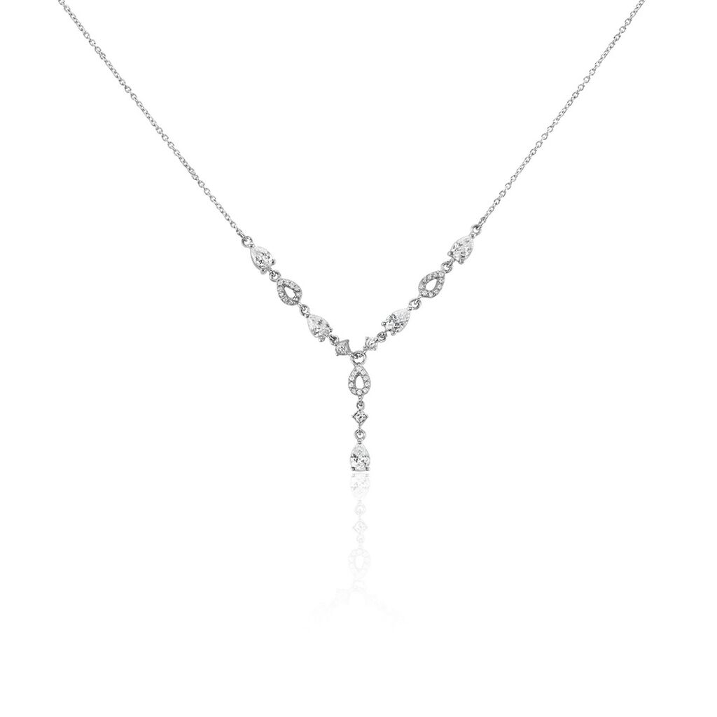 Collier Cravate Argent Blanc Benedito Oxydes De Zirconium - Colliers avec pierres Femme | Marc Orian
