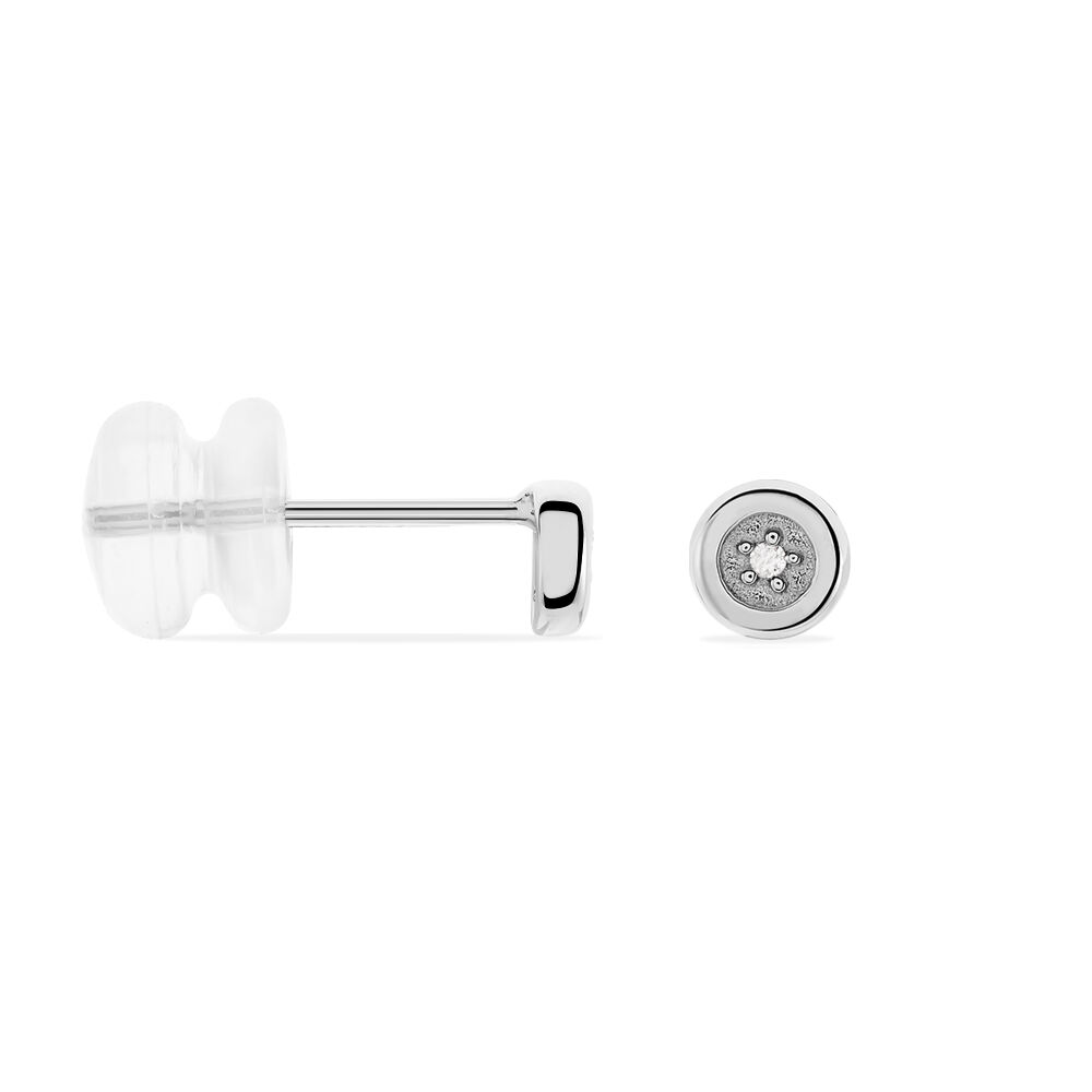Boucles D'oreilles Puces Fatiana Or Blanc Diamant - Puces Femme | Marc Orian
