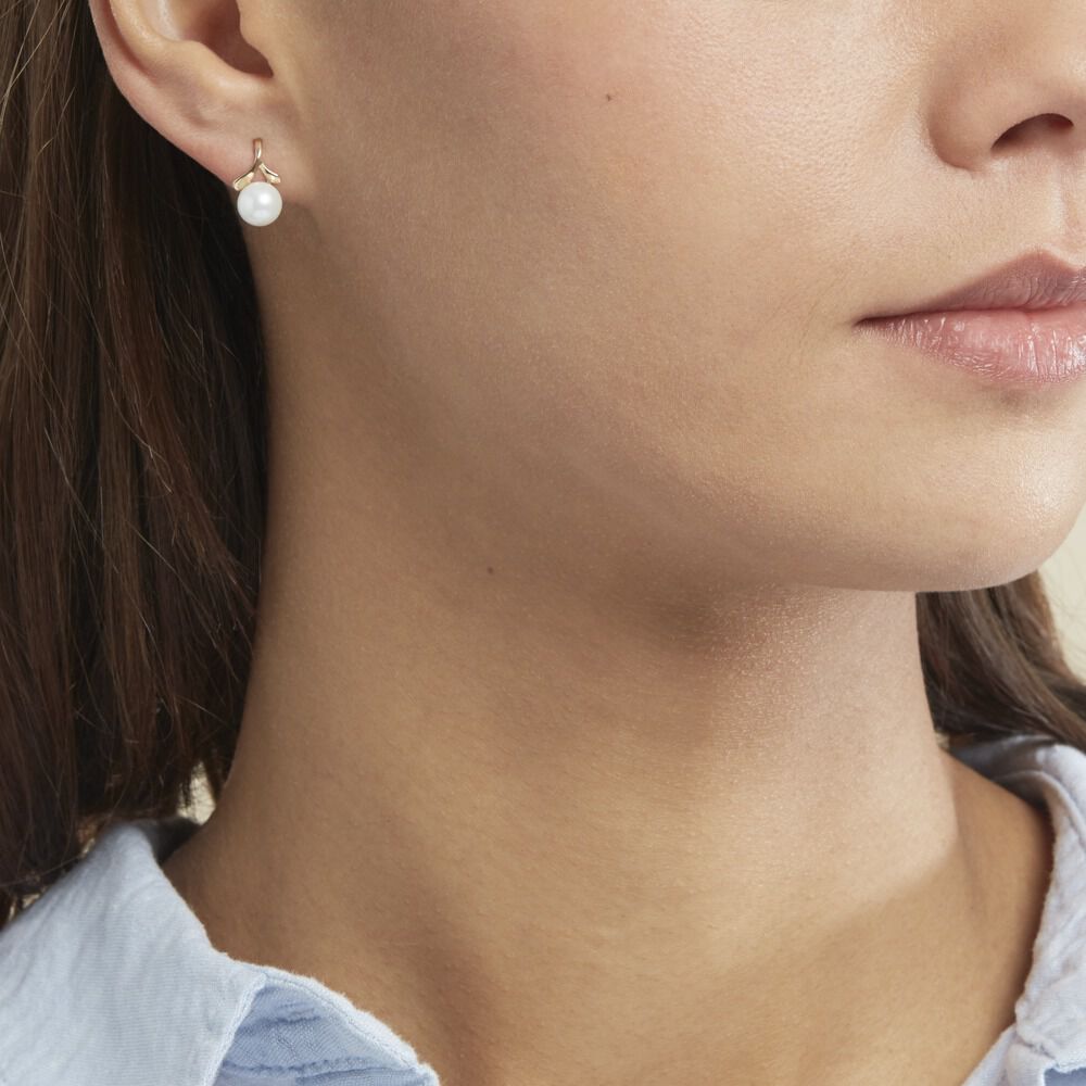 Boucles D'oreilles Pendantes Campanule Or Jaune Perle De Culture - Pendantes Femme | Marc Orian