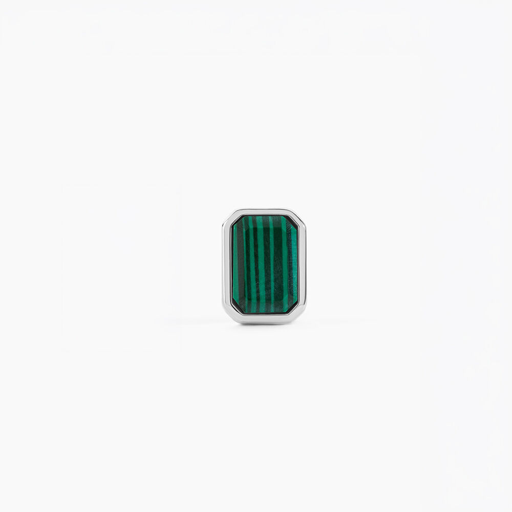 Boucles D'Oreilles Puces Leandre Argent Blanc Malachite - Puces Homme | Marc Orian