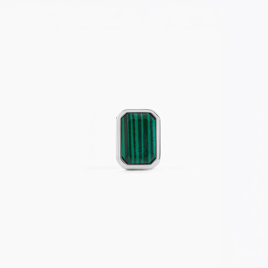 Boucles D'Oreilles Puces Leandre Argent Blanc Malachite - Puces Homme | Marc Orian