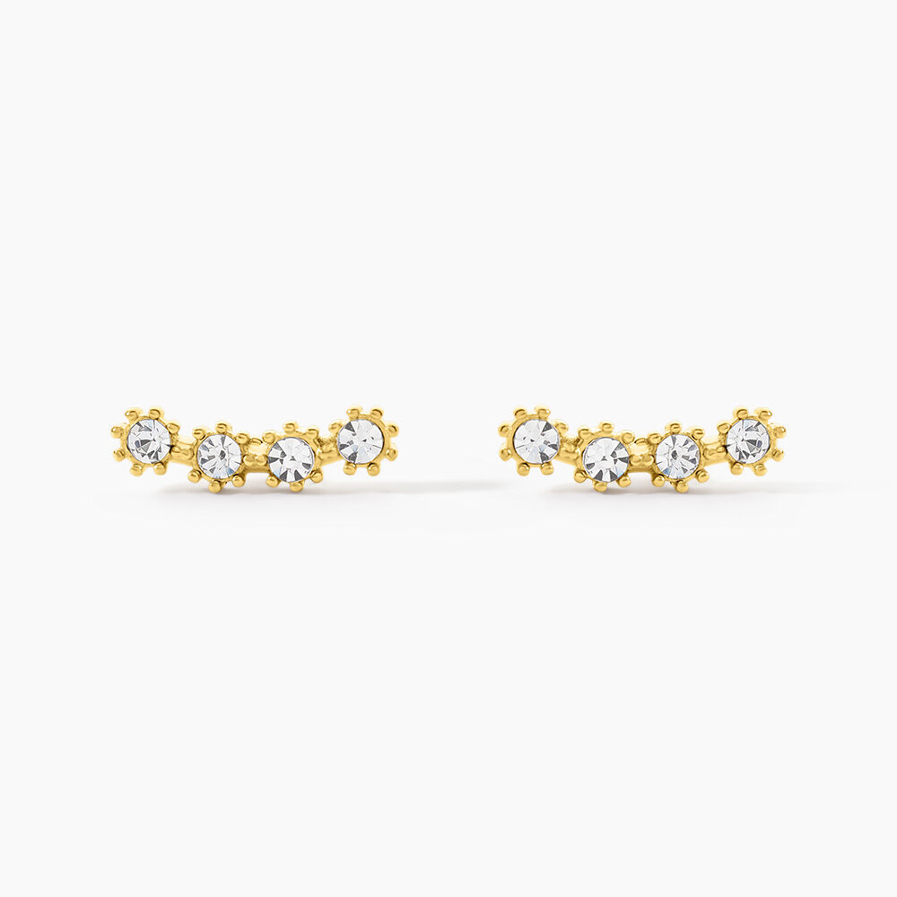 Boucles D'oreilles Puces Eva Acier Jaune Cristal - Puces Femme | Marc Orian