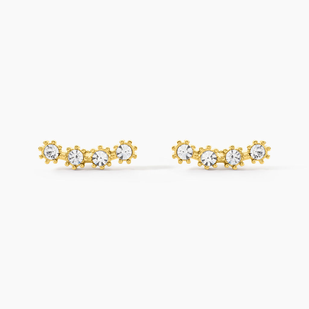 Boucles D'oreilles Puces Eva Acier Jaune Cristal - Puces Femme | Marc Orian