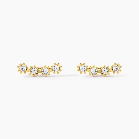 Boucles D'oreilles Puces Eva Acier Jaune Cristal - Puces Femme | Marc Orian