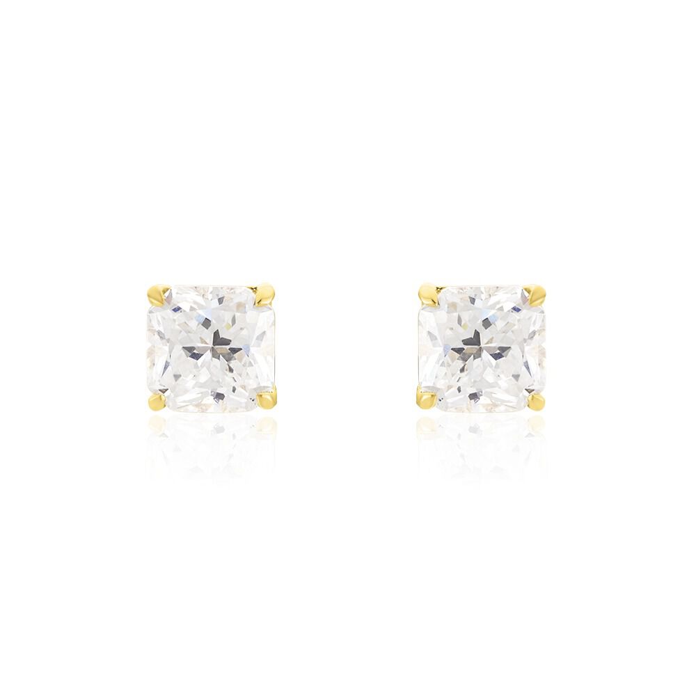 Boucles D'oreilles Puces Doreen Carre Or Jaune Oxyde De Zirconium - Puces Femme | Marc Orian