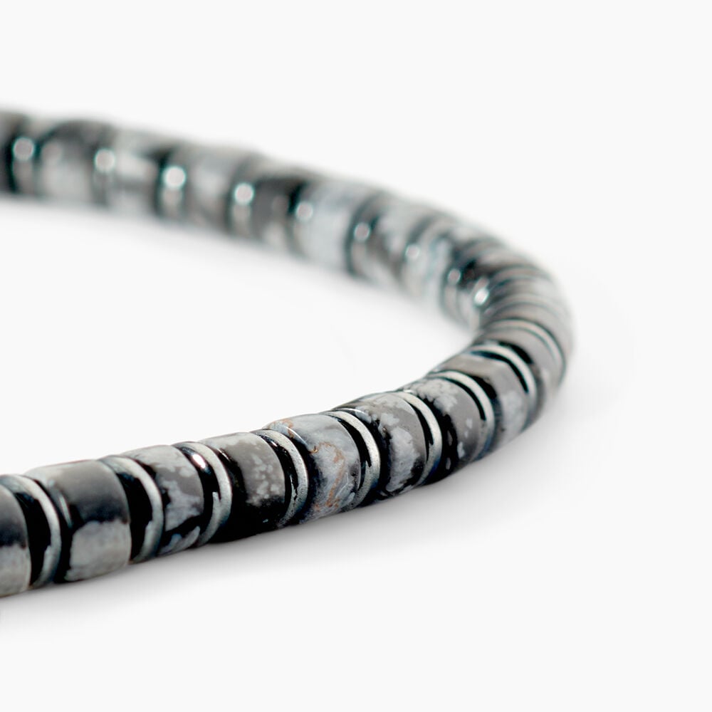 Bracelet Jourdan Acier Blanc Obsidienne H&eacute;matite - Bracelets cha&icirc;nes Homme | Marc Orian
