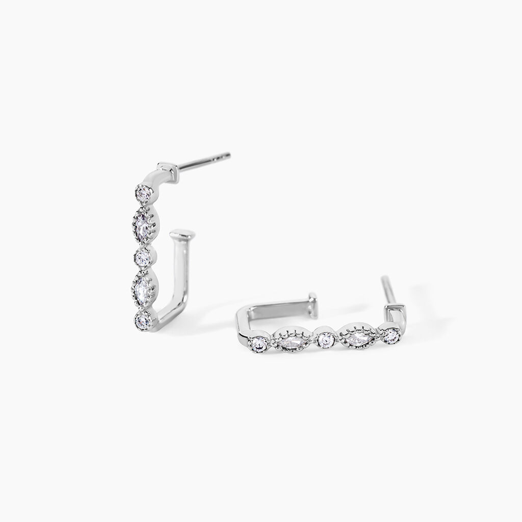 Créoles Sarah-Lou Argent Blanc Oxyde De Zirconium - Créoles Femme | Marc Orian