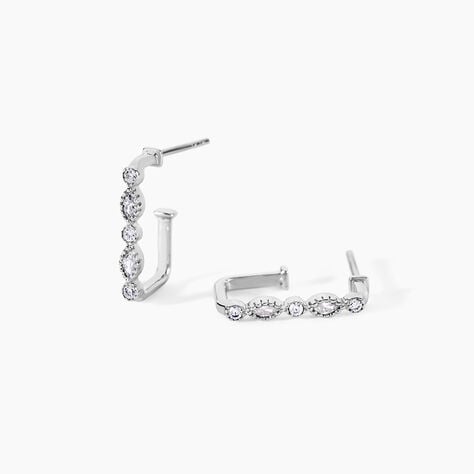 Créoles Sarah-Lou Argent Blanc Oxyde De Zirconium - Créoles Femme | Marc Orian