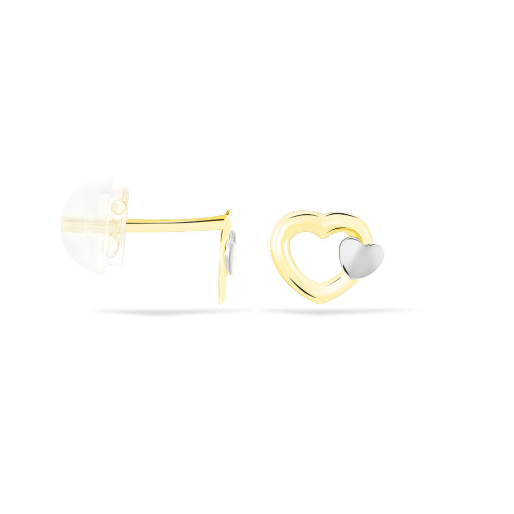 Boucles D'oreilles Puces Anne-maudae Double Coeurs Or Bicolore - Puces Femme | Marc Orian