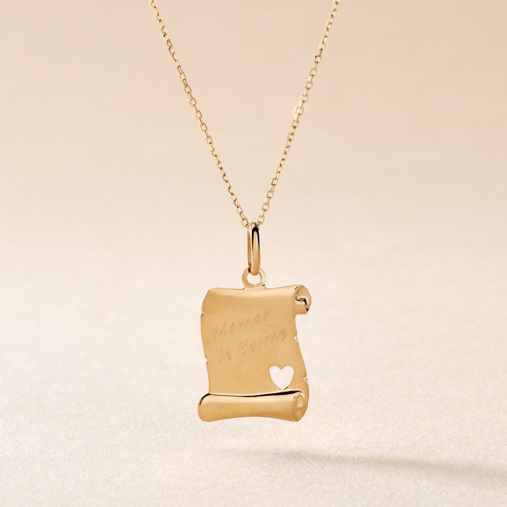 Pendentif Irenca Message Parchemin Or Jaune - Pendentifs Famille | Marc Orian
