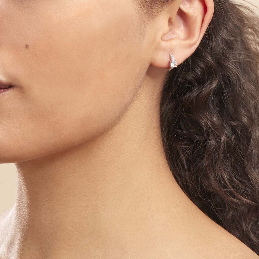 Créoles Argent Blanc Gregh Oxydes De Zirconium - Boucles d'oreilles Créoles Femme | Marc Orian