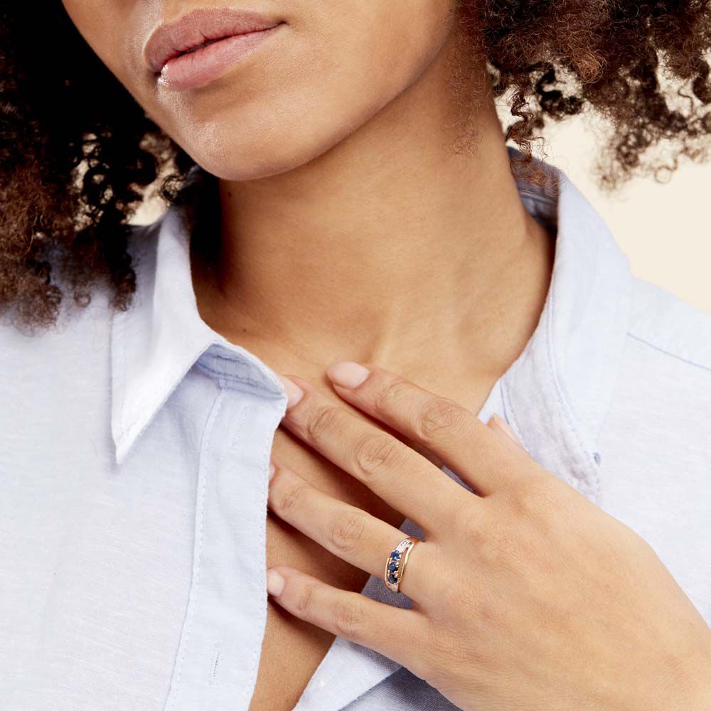 Bague Or Jaune Abelard Saphirs Diamants - Bagues fiançailles Femme | Marc Orian