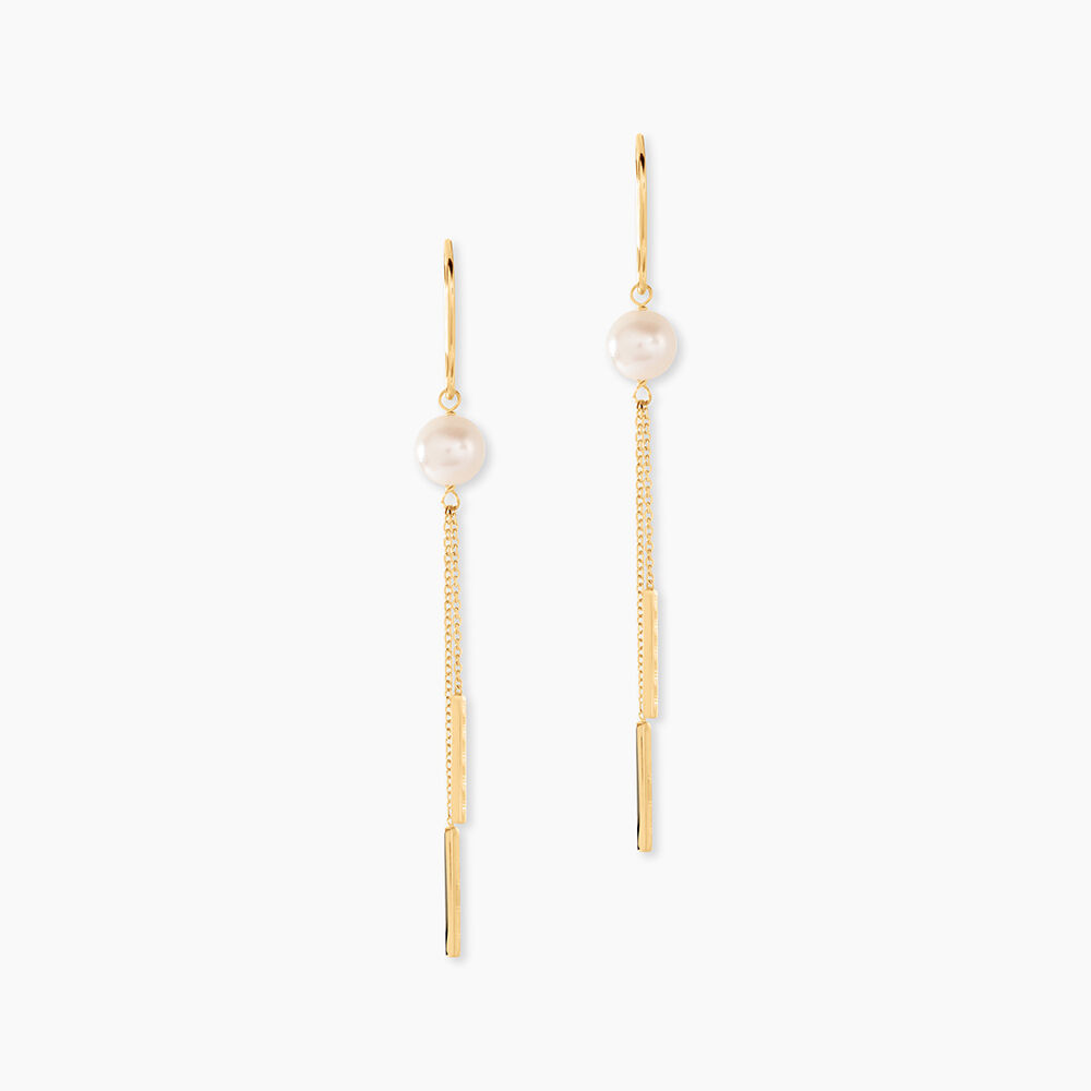 Boucles D'oreilles Pendantes Salman Or Jaune Perle De Culture - Boucles d'oreilles mariage Femme | Marc Orian