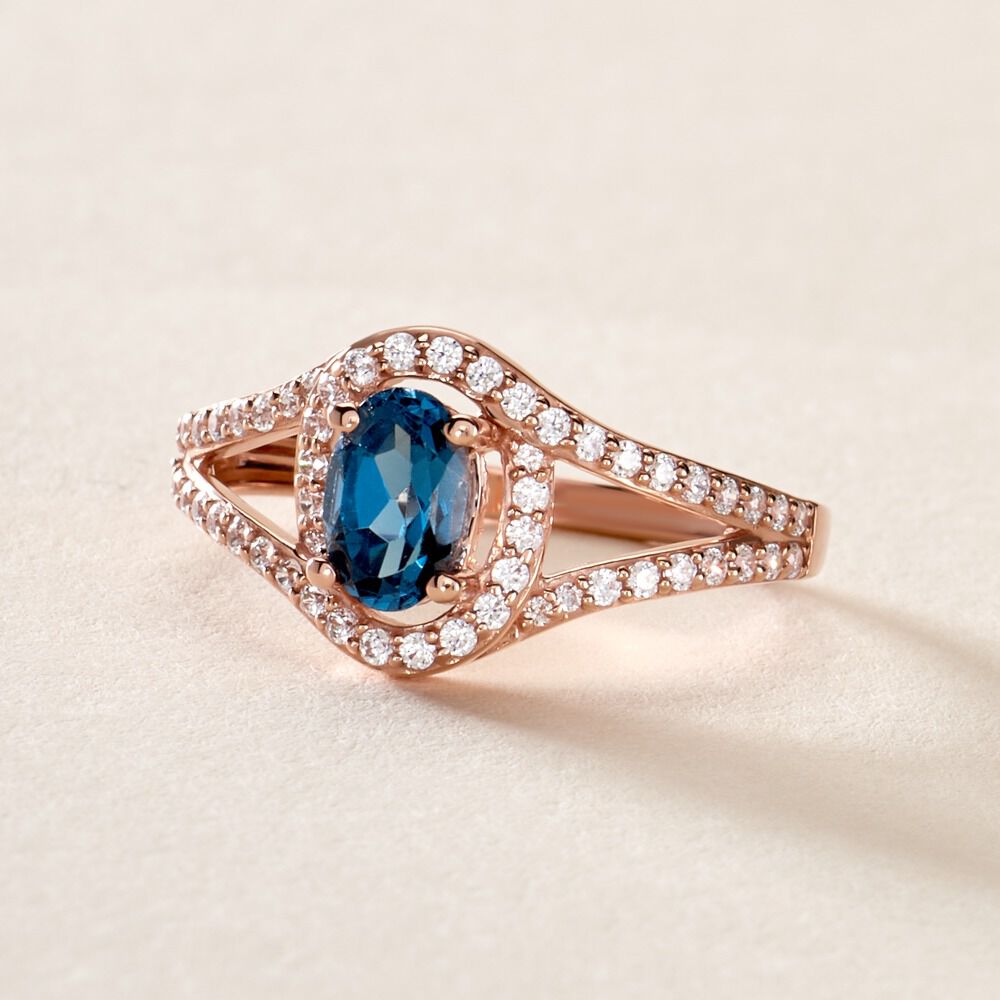 Bague Jannha Or Rose Topaze Et Oxyde De Zirconium - Bagues pierres fines Femme | Marc Orian