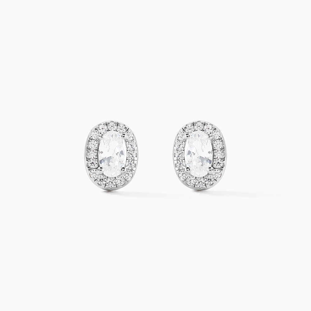 Boucles D'oreilles Puces Albertina Argent Blanc Oxyde De Zirconium - Puces Femme | Marc Orian