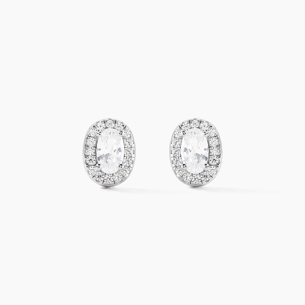 Boucles D'oreilles Puces Albertina Argent Blanc Oxyde De Zirconium - Puces Femme | Marc Orian