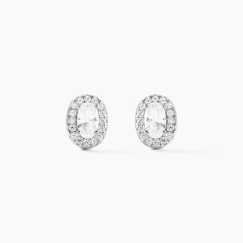 Boucles D'oreilles Puces Albertina Argent Blanc Oxyde De Zirconium - Puces Femme | Marc Orian